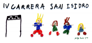 Dibujo ganador del concurso de dibujo para el cartel de la IV San Isidro Carrera Escolar, obra de Jorge Ruíz de 1ºB