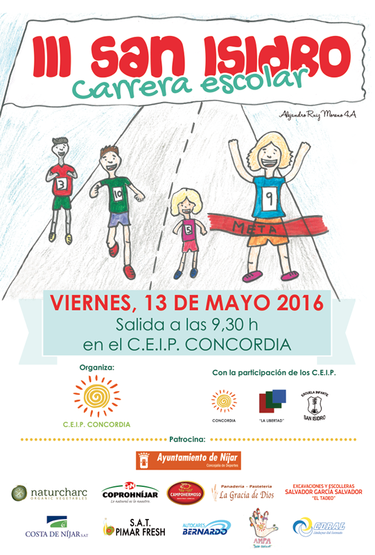Póster y reglamento de la III Carrera escolar San Isidro 2016