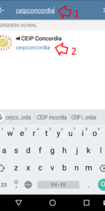 Introducimos 'ceipconcordia' y elegimos el canal del colegio